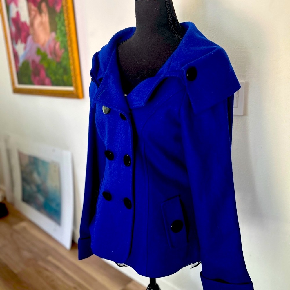 Vintage Dolce & Gabbana Royal Blue Wool Pea Coat Jacket Blazer US 6 UK 10